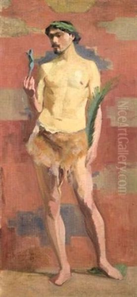 Homme Debout Avec Feuille De Palmier - view 1