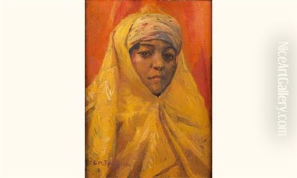 Portrait D'orientale Au Haik Rabattu - view 1