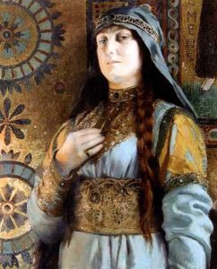 Femme Au Voile Bleu Devant Les Mosaiques by Georges Antoine Rochegrosse