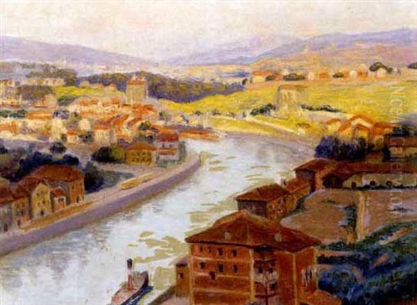 Vista De Pueblo Con Rio - view 1