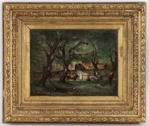 A La Ferme by Emile Charles Julien de la Rochenoire