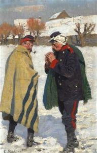 Kalter Wintertag. Zwei Franzosische Soldaten, Vor Einem Dorfe Inne Haltend Kalter Wintertag. Zwei Franzosische Soldaten, Vor Einem Dorfe Inne Haltend