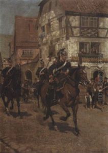 Preussische Ulanen Reiten Durch Ein Dorf (in Der Pfalz?) Preussische Ulanen Reiten Durch Ein Dorf (in Der Pfalz?)
