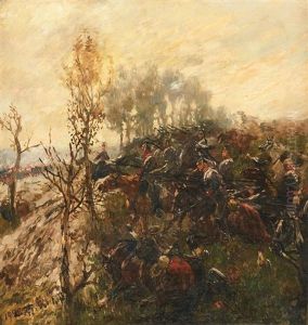 Attacking Cavalry by Theodor Rocholl