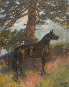 Pferde Im Wald by Theodor Rocholl