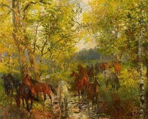 Pferde Im Herbstwald