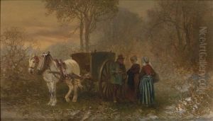 Figures Standing Next To A Carriage