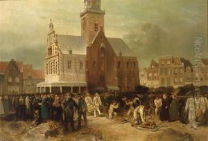 Waag En Kaasmarkt Te Alkmaar by Charles Rochussen