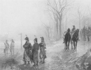 Cavaleristen Aan De Oever Van Een Bevroren Rivier Cavaleristen Aan De Oever Van Een Bevroren Rivier