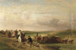A Falconry On The Estate Of Het Loo by Charles Rochussen