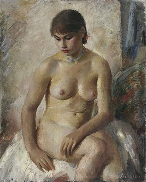 Nu Assis Au Collier Bleu - view 1