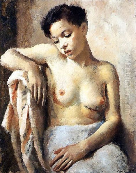 Femme Nue Assise Accoudee - view 1