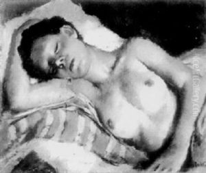 Femme Torse Nu, Assoupie Sur Un Lit