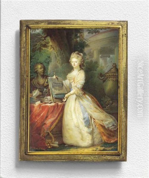 An Important Miniature Of Maria Feodorovna (1759-1828), Nee Sophia Dorothea Of Wurttemberg, Full-length, In White Silk Dress And Red Surcoat - view 1