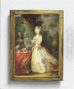 An Important Miniature Of Maria Feodorovna (1759-1828), Nee Sophia Dorothea Of Wurttemberg, Full-length, In White Silk Dress And Red Surcoat by Alois Gustav Rockstuhl