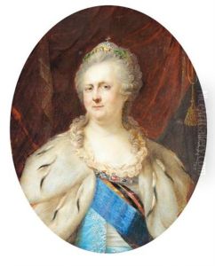 Portrait Of Catherine The Great (after Johann Baptist Lampi) by Alois Gustav Rockstuhl