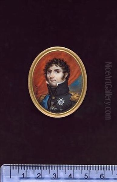 Karl Xiv Johan, King Of Sweden, Wearing Black Uniform With Gold Epaulettes, Blue Sash, With The Badge And Star Of The Order Of The Seraphim And The Northern Star - view 1