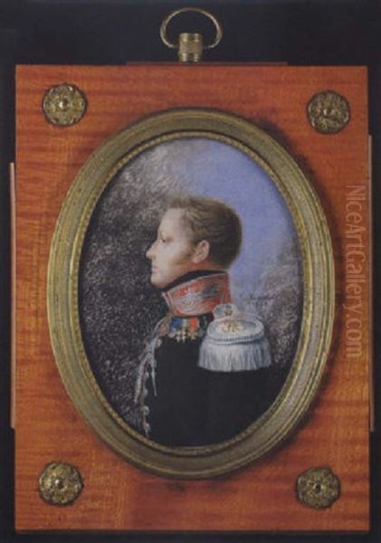 Portrait Of His Imperial Highness The Grand Duke Mikhail Pavlovich, Aged 24, Wearing Uniform, Black Coat With Red Pipping, Red Collar And Various Medals And Orders - view 1