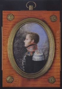 Portrait Of His Imperial Highness The Grand Duke Mikhail Pavlovich, Aged 24, Wearing Uniform, Black Coat With Red Pipping, Red Collar And Various Medals And Orders by Peter Ernst Rockstuhl