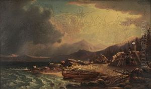 Grove Point, Coast Of Labrador, With Inuit Village by Augustus Rockwell