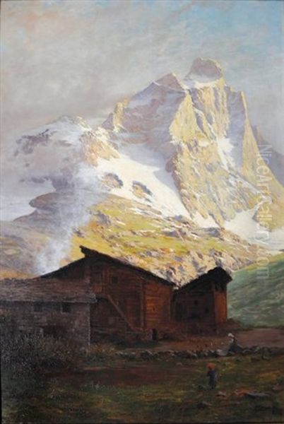 Le Cervin Depuis Breuil, Les Maisons De Saussure, 1910 - view 1