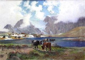 Pascolo Montano Presso Un Lago by Leonardo Roda