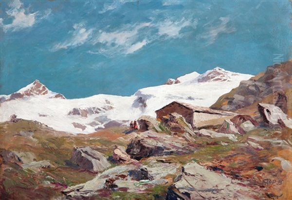 Paesaggio Montano Con Baita E Neve - view 1