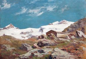 Paesaggio Montano Con Baita E Neve by Leonardo Roda