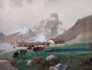 Pascolo Con Veduta Del Cervino by Leonardo Roda