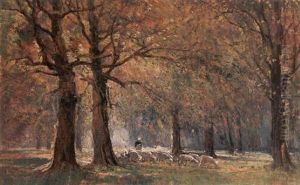 Pastorella Col Gregge Nel Bosco by Leonardo Roda