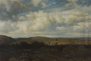 Schafer In Weiter Westfalischer Landschaft by Carl Gustav Rodde
