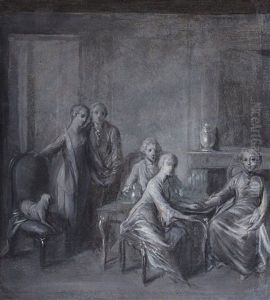 An Interior With Five Figures, Possibly The Artist's Family An Interior With Five Figures, Possibly The Artist's Family
