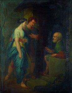 Szene Aus Der Antiken Geschichte - Ein Junges Paar Vor Einem Sitzenden Greis
