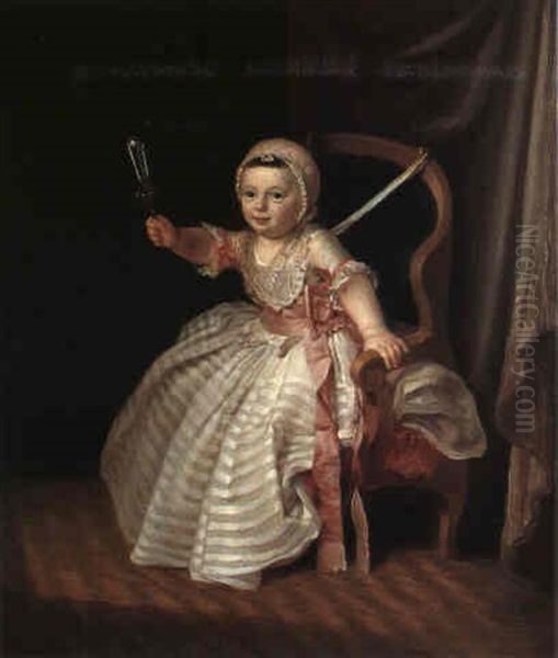 Portraet Af En Lille Pige Med En Rangle - view 1