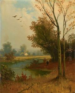 Herbstliche Fluslandschaft (+ Vollmondbeschienene Fluslandschaft; 2 Works)