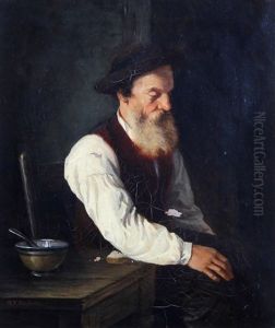 A Workman Sharpening A Scythe; A Workman Seated By A Table (pair)