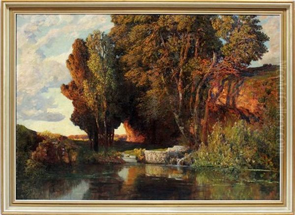 Grosformatige Darstellung Der Pontinischen Sumpfe Bei Rom In Der Abendrote - view 1