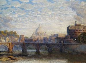 Blick Uber Den Tiber Auf Den Petersdom Und Die Engelsburg In Rom Blick Uber Den Tiber Auf Den Petersdom Und Die Engelsburg In Rom
