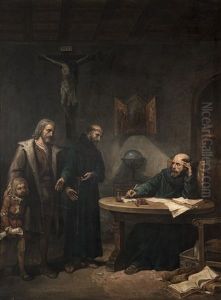 Cristobal Colon Encomendando A Su Hijo A Los Franciscanos