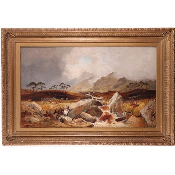 Rustics Resting By A Highland Stream - view 1