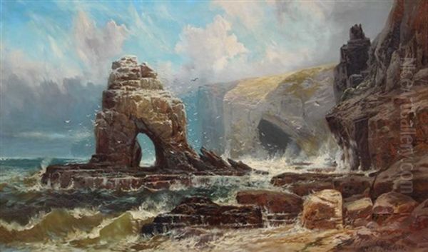 Coastal Scene With Grotto Off Coast Of Italy - view 1