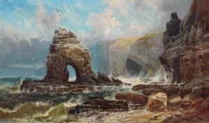 Coastal Scene With Grotto Off Coast Of Italy