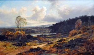 Panoramic River Valley Scene With Castle Tower In The Centre by Clarence Roe
