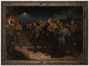 The Return Of The Victors, Waterloo Station by Frederick Rushing Roe