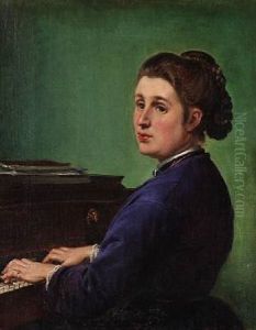 Portrait Of The Painter's Daughter, The Swedish-danish Author Helena Nyblom (1842-1946) by Jorgen Roed