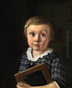 A Little Schoolboy With His Blackboard by Jorgen Roed