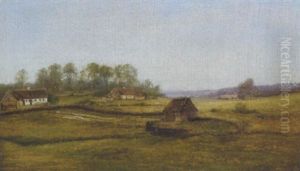 Landskab Med Bondehuse, I Baggrunden Fredensborg Slot