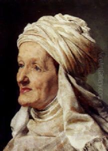 Portraet Af En Dame Med Handlagt Turban by Jorgen Roed