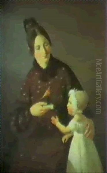 Mor Der Viser Sin Lille Datter En Fugl - view 1