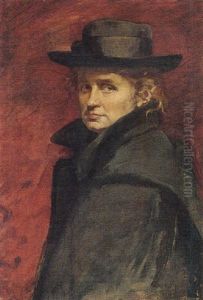 Selbstbildnis Mit Hut Und Mantel by Ottilie W. Roederstein